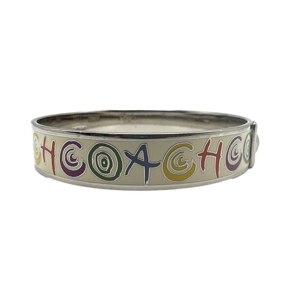 COACH Multi-color Shimmering Enamel Signature Bangle Bracelet - Picture 6 of 9